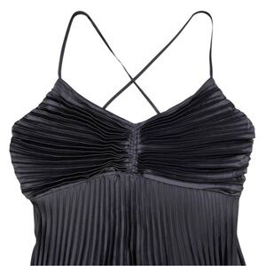 Pleated Spaghetti Strap Dress in Black